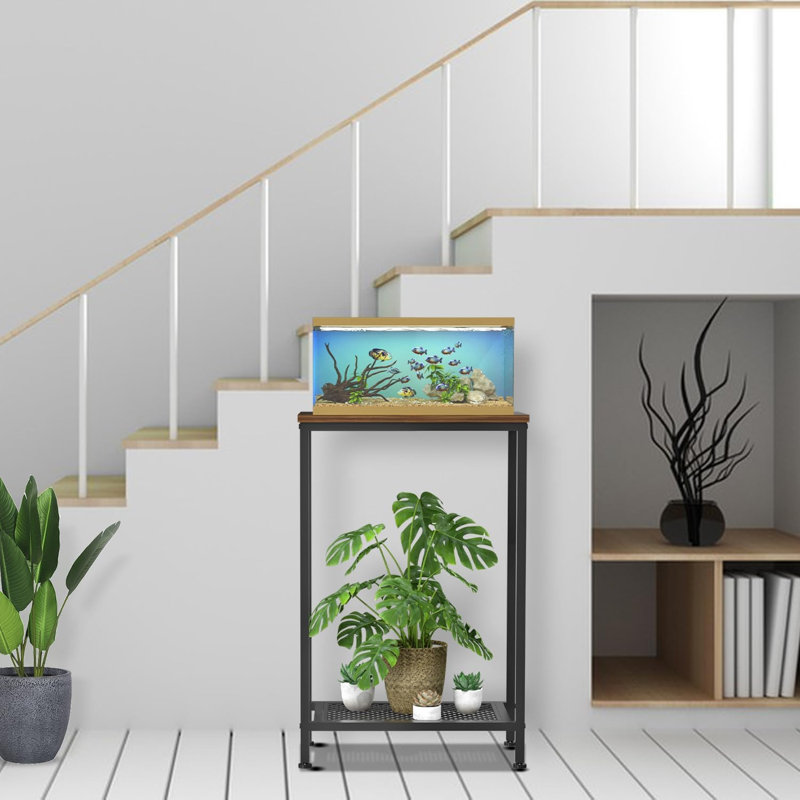 Support pour aquarium 10 gallons, petit support d'aquarium à 2 niveaux, noir