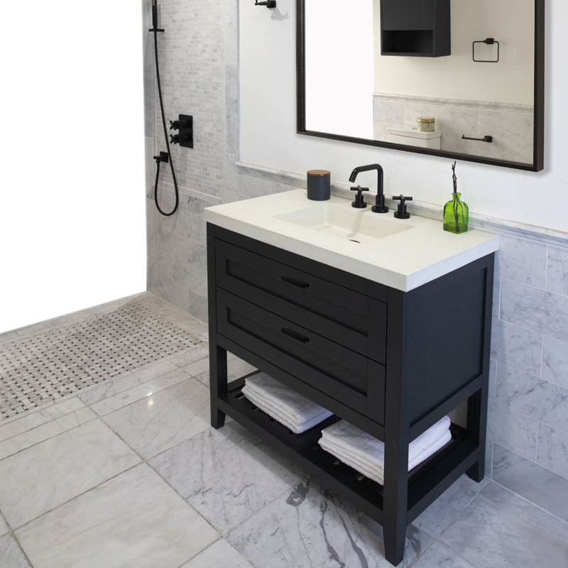 Stile 35.5'' W Single Bathroom Vanity Base, Horizon Blue