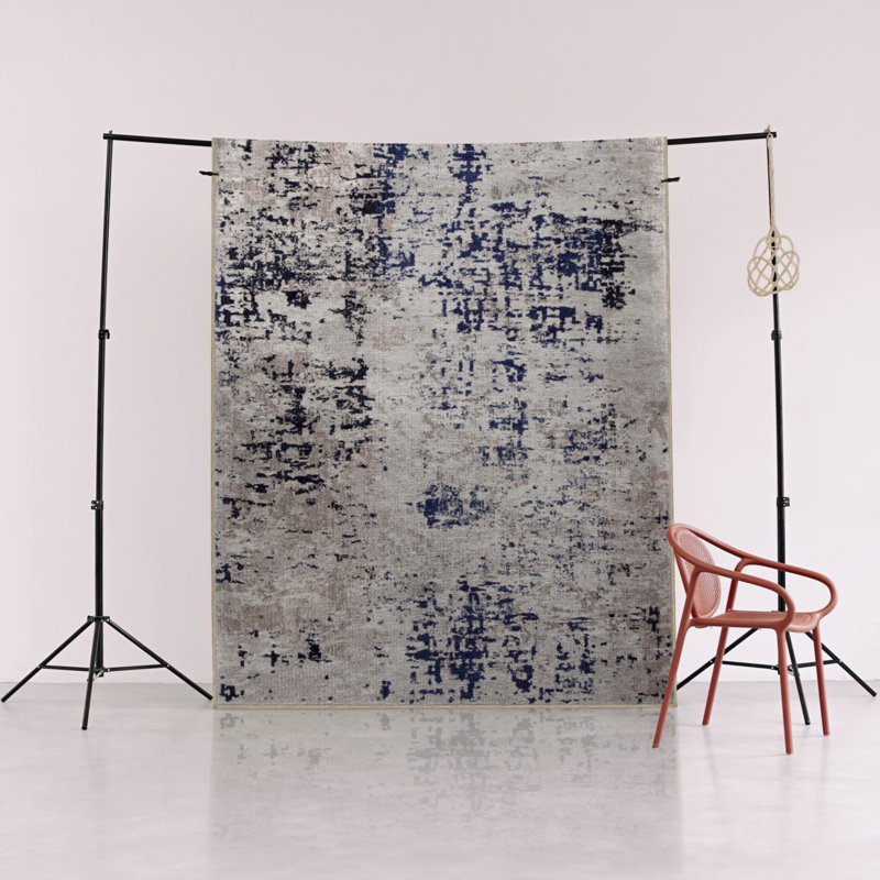 Tapis décoratif moderne à motif abstrait et mixte beige, Rectangle 2 pi 8 po x 5 pi