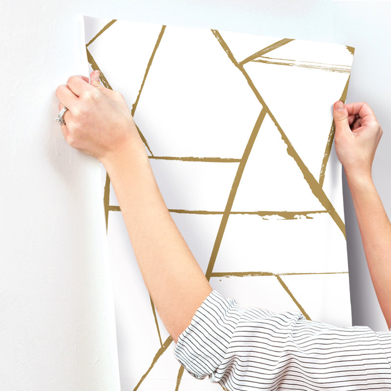 Geometric Wallpaper Double Roll, Gold Metallic