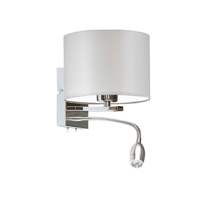 Audreigh Steel LED Armed Sconce, Chrome, Light Gray