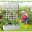 Boîte à fleurs surélevée en métal galvanisé 73 po x 47 po x 12 po avec grillage d'intimité en treillis, roues et trous de drainage, lit de jardin résistant aux intempéries pour plantes grimpantes, légumes et fleurs, blanc
