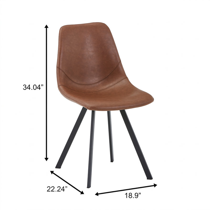 Annalise Mid-Century Modern Leather Dining Chair – Ergonomic Waterfall Seat & Powder-Coated Iron Legs, Single, Light Brown