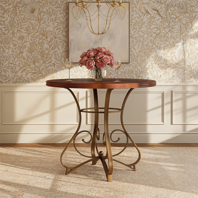 Jefferson 36" Round Wood Top Metal Base Pub Table, 36" H x 42" L x 42" W, 36"