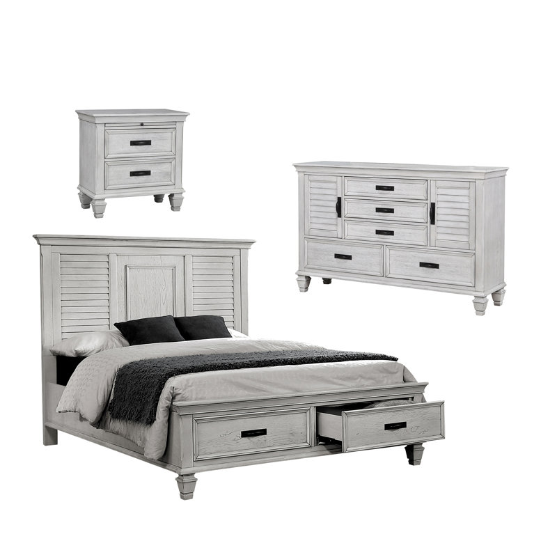 Ensemble de chambre à coucher avec commode 3 pièces Staats, Blanc, Très grand californien