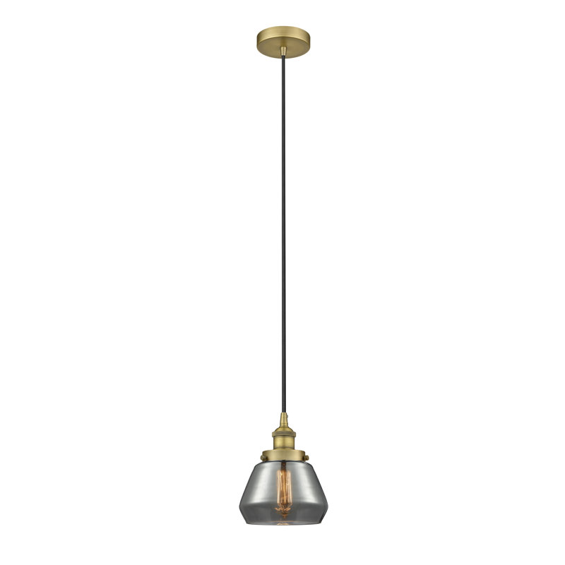Luminaire suspendu conique à 1 lumière Cahn, Brun, Laiton brossé