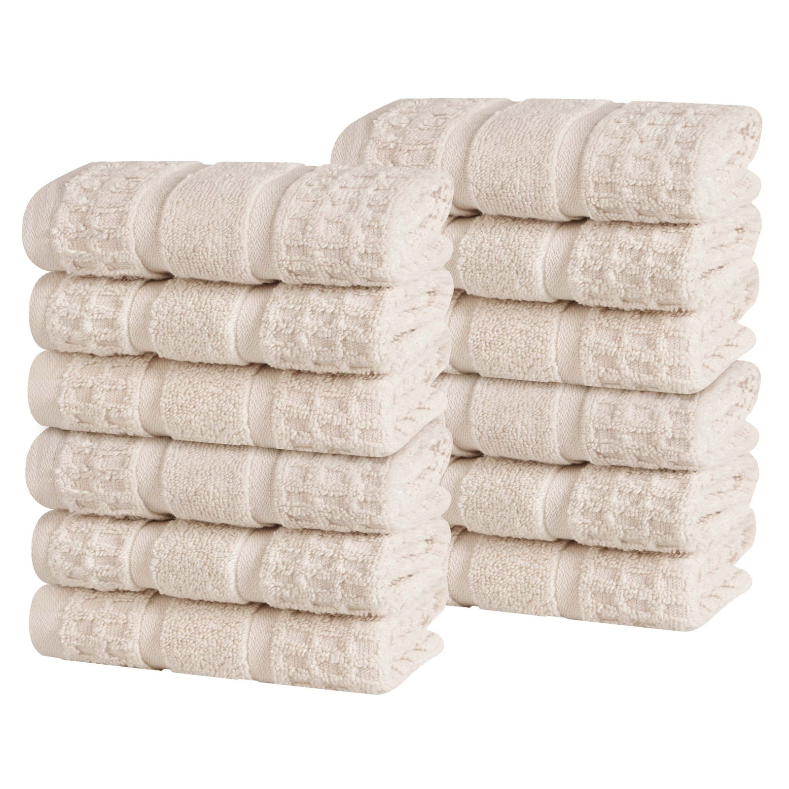 Camiren Waffle Cotton Washcloth Set, Ivory