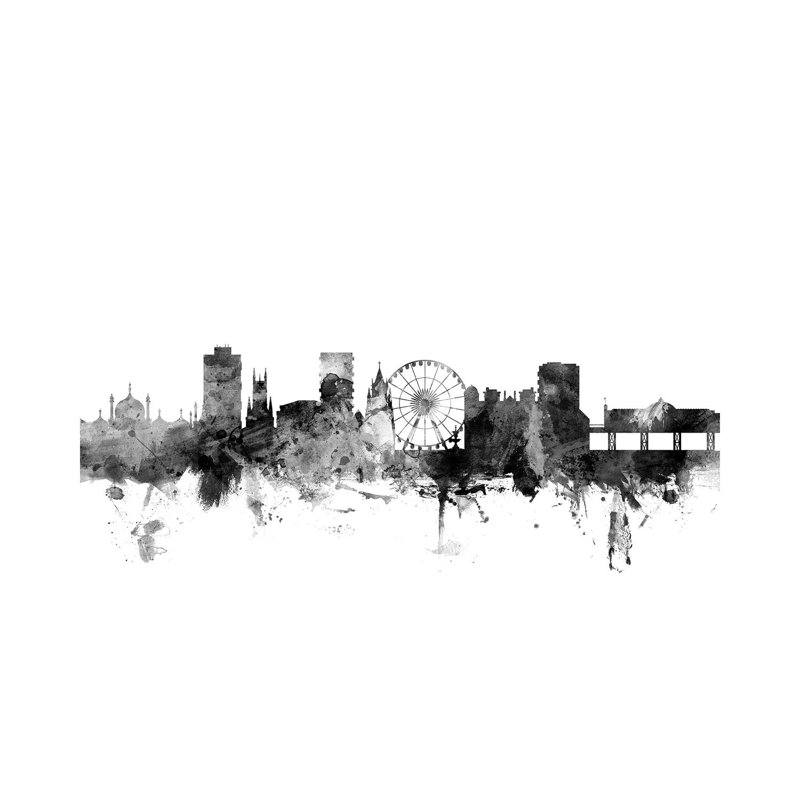 Brighton, England In Black & White by Michael Tompsett - Wrapped Canvas Gallery-Wrapped Canvas Giclée