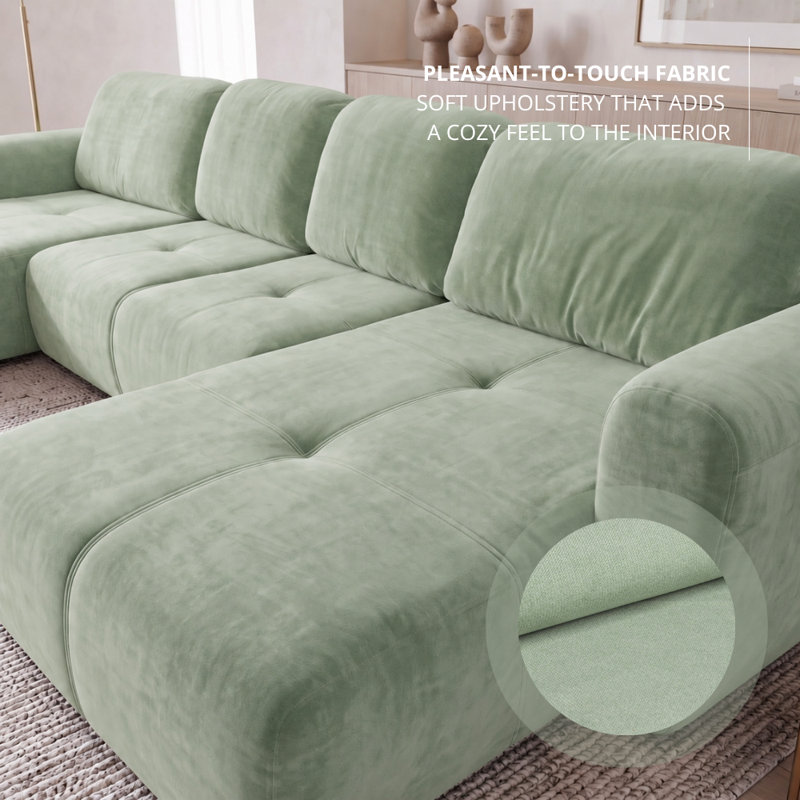 Bingo U-Shaped 6 Seater Sofa Bed, Green KRONOS 47
