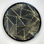  Art mural rond abstrait géométrique noir et or avec cadre en aluminium et housse en acrylique-129402265