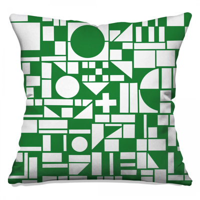 Coussins décoratifs vert et blanc à formes géométriques