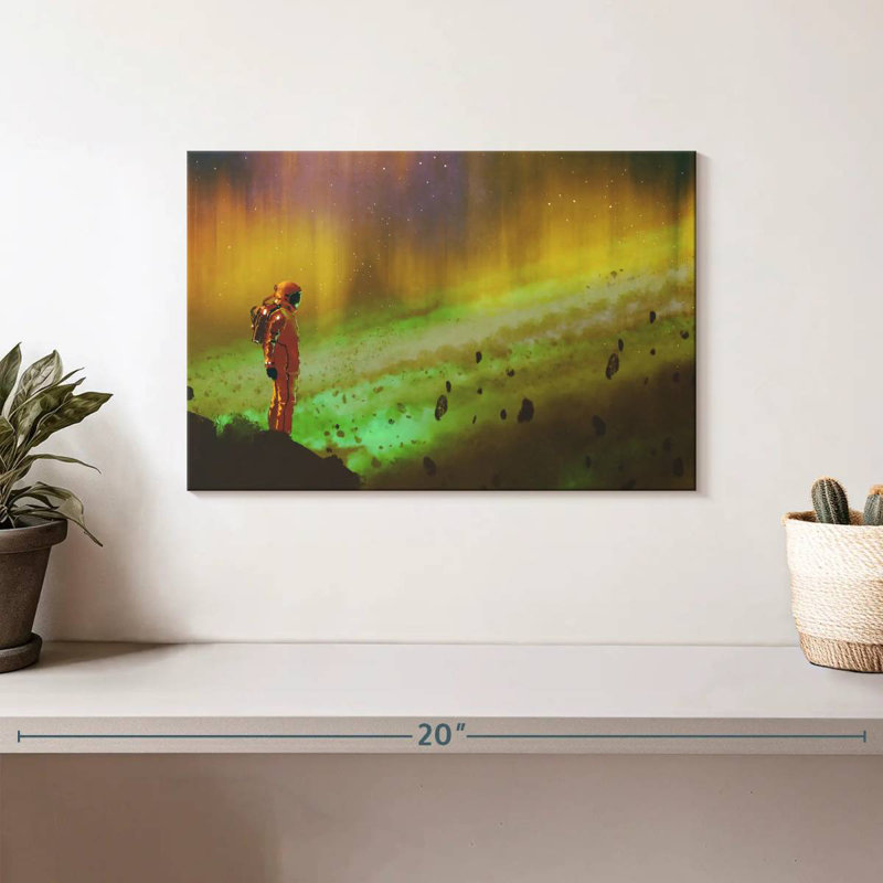 Oberle Astronaut And Space Rocks, 8" H x 12" W