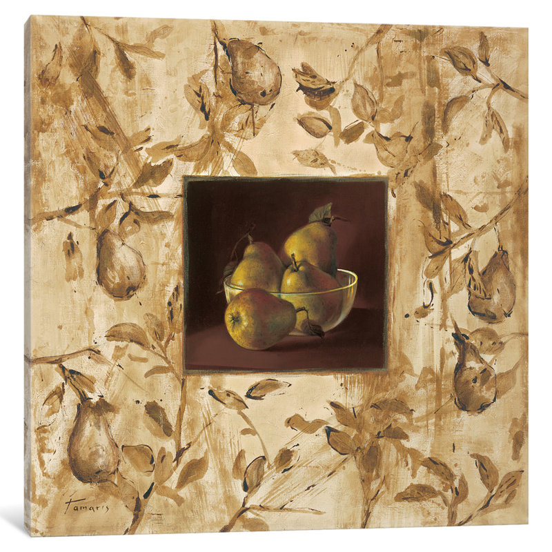 «Peras en la Mesa», reproduction d'art sur toile tendue, H 18 po x l 18 po x P 1,5 po, Pas de tapis, Toile tendue