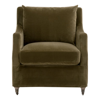 Fauteuil club en velours Jade Olive