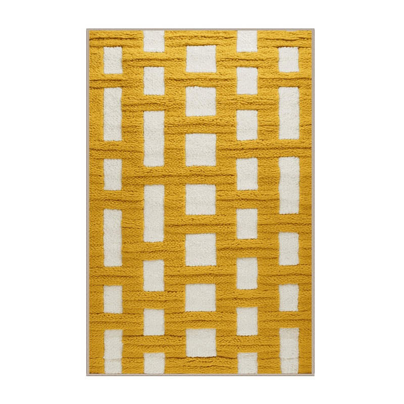 Tapis brun treillis lavable à la machine, Rectangle 7 pi x 9 pi