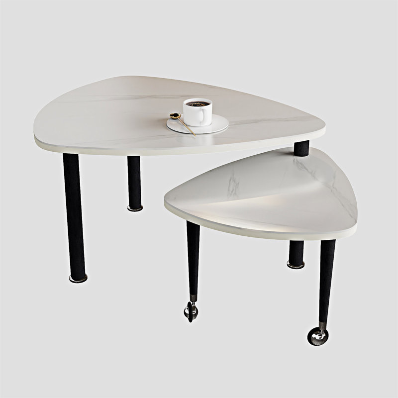 Table basse rotative en bois, Blanc
