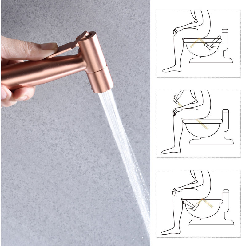 Handheld Rose Gold Metal Bidet For Toilet, Ensures Hygiene With Variable Spray Power And Rust Protection Hygienic Toilet - Handheld, Features Adjustable Flow Thorough Cleaning