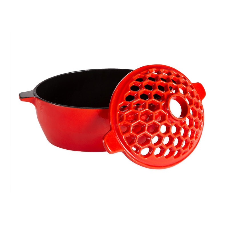 Cuiseur à vapeur en fonte, Rouge, 2,3 pintes