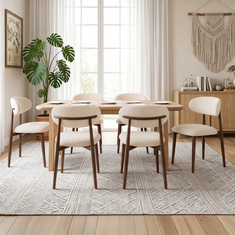 Chaises de salle à manger rembourrées Blondelle, 6, Bois brun foncé