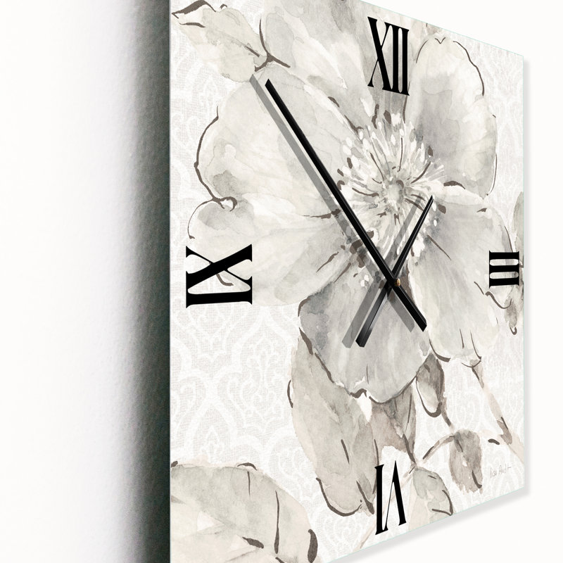 Indigold Grey Pivoines II - Horloge murale traditionnelle, Petit