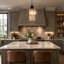 1-Light Smoked Glass Crystal Kitchen Island Pendant