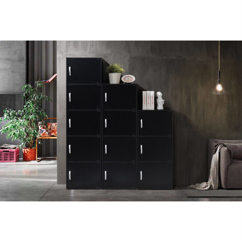 Aimee-Jane Storage Bookcase, Black, (4 Shelves) 47.4" H x 15.9" W x 11.8" D
