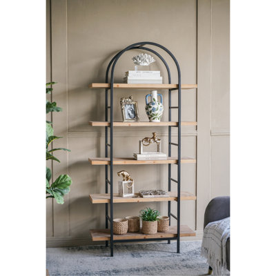 Étagère de rangement ouverte à 5 niveaux de 35,6 po x 13,6 po x 70,9 po avec cadre noir, étagère ouverte à 5 niveaux, Modern / Industria