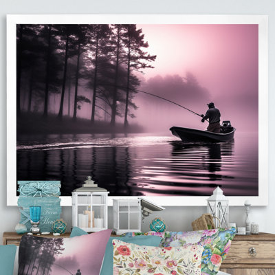 «Fishing At The Lake I», reproduction d'art sur toile encadrée, chasse