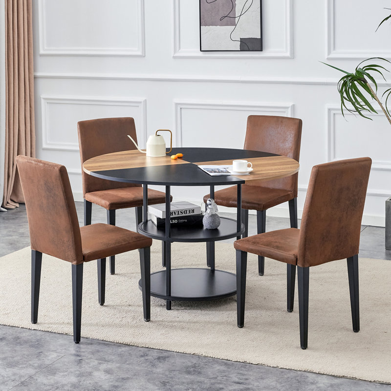 Modern Dining Set with Round Table, 4
