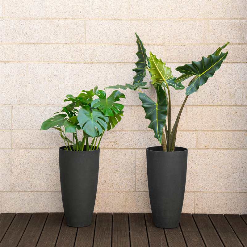 Staebell Tapered Planter, Black, 27" H x 14.2" W x 14.2" D