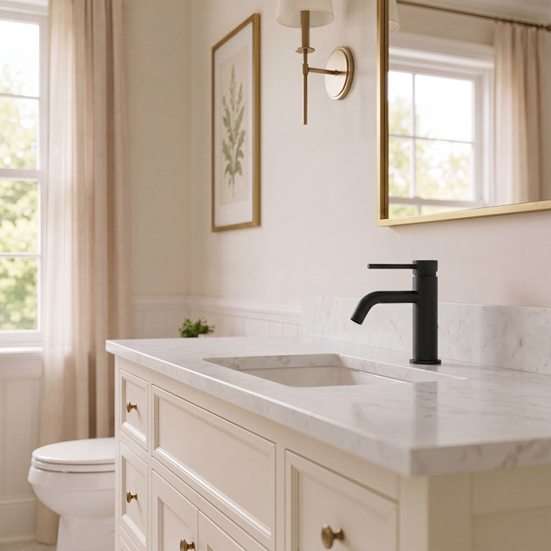 Vega Vessel Single Hole,Single Handle Bathroom Sink Faucet with Drain Assembly, Matte Black