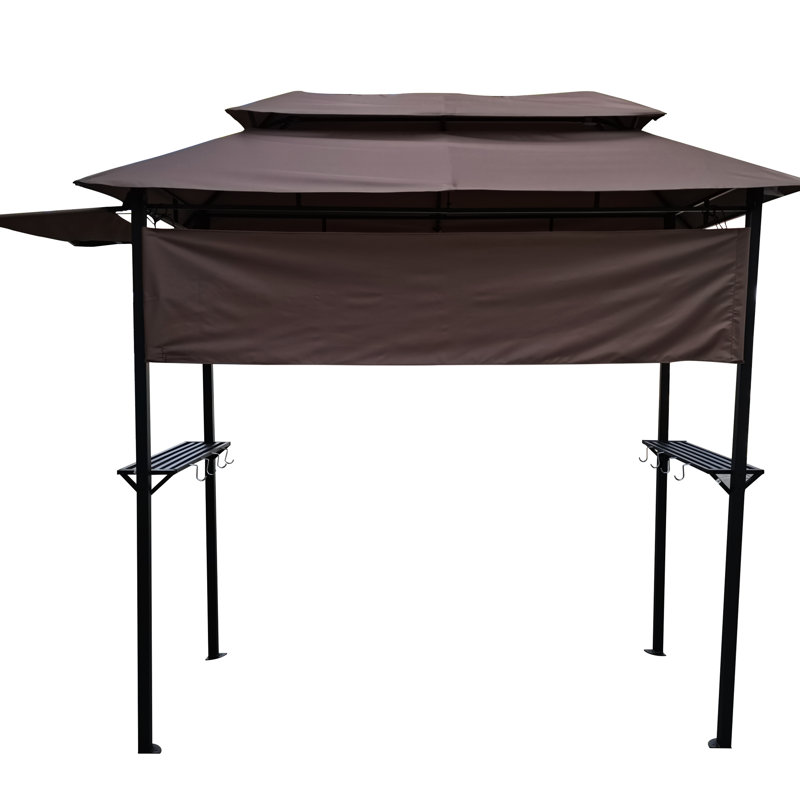 Pavillon de jardin en métal avec finition thermolaquée et base stable, Marron foncé