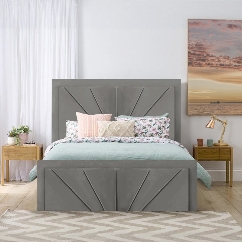 Upholstered Ottoman Storage Bed, Double (4'6), Grey