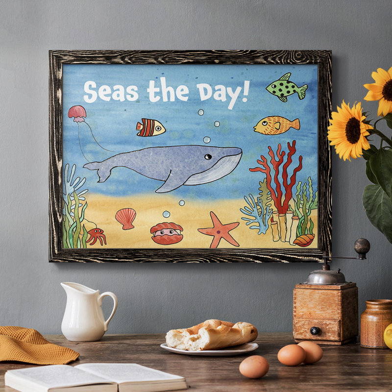" Cute Sea Creatures II ", Black, 18" H x 26" W