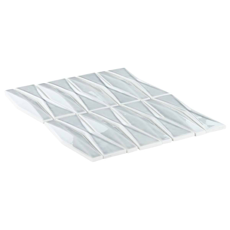 Nabi Harlequin 2X8 Crackled Glossy Glass Mosaic Tile, Arctic Blue