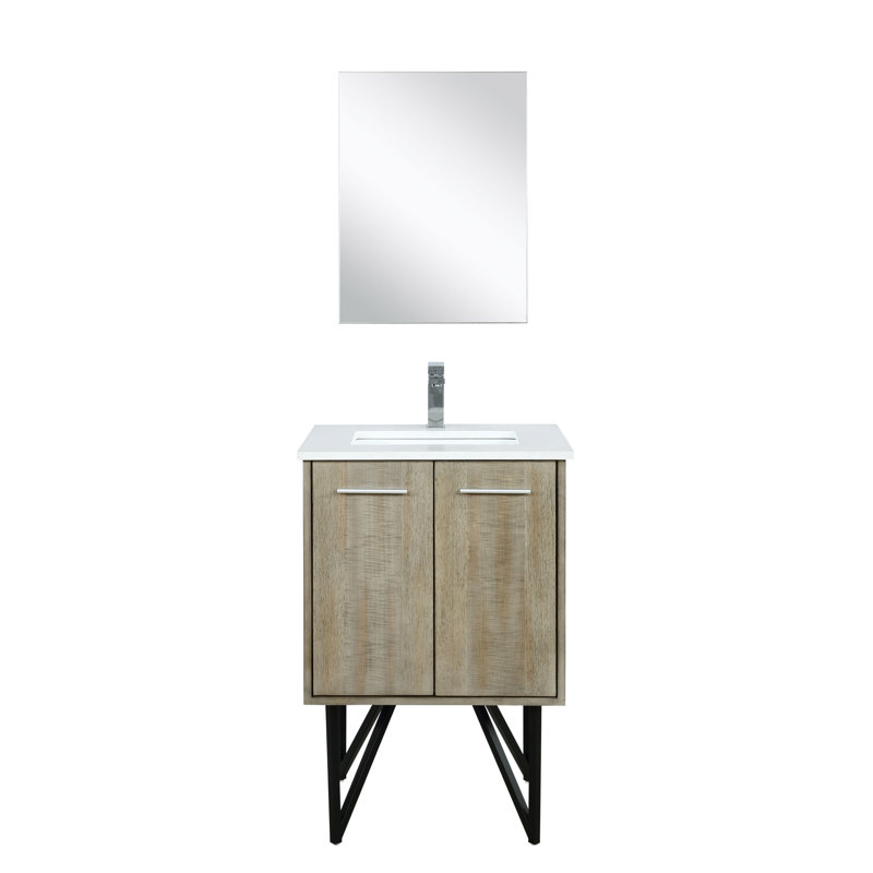 Lancy 24 in W x 20 in D Single Bath Vanity Mirror and Faucet Set, White Cultured Marble