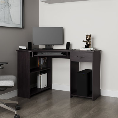 Corner Computer Desk L-Shaped With Drawer And Shelf