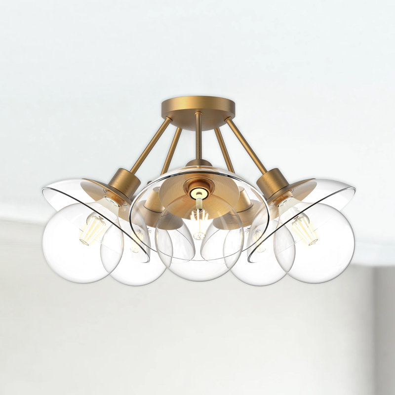 Francesca Glass Semi Flush Mount, Aged Gold