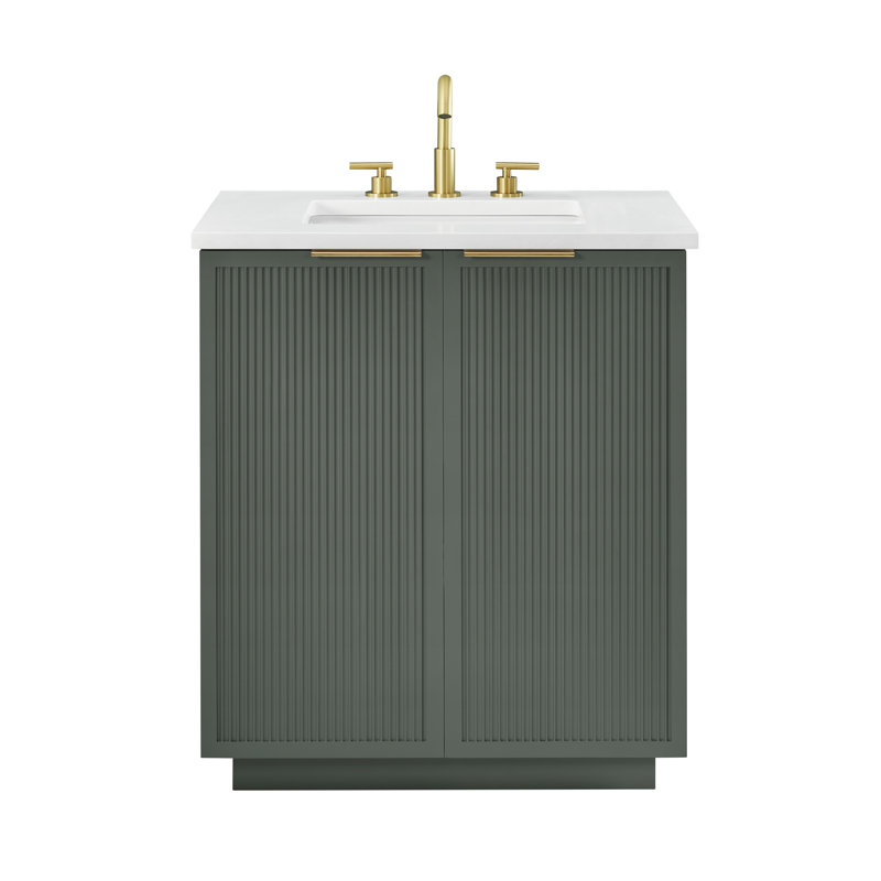 Aderyn 30" Single Vanity, Vintage Green/Brushed Bronze