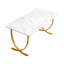 Bureau de direction, grand bureau de l 63 po x P 31,5 po, table de conférence moderne pour ordinateur, bureau agrandie pour bureau personnel, blanc et or