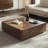 35.4” Single Walnut Square Coffee Table With Storage-428524579