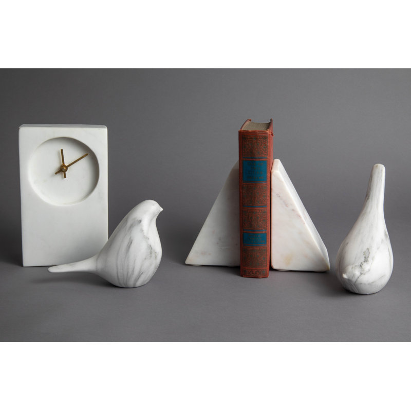 Modern & Contemporary Mechanical Tabletop Clock in Marble/Gold