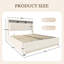 150x200cm Padded Bed Frame, LED, USB-C, Hydraulic Storage, Headboard Storage-129195925