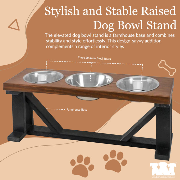 X-style Farmhouse Elevated Dog Feeder Large 3 Bowl Feeder/dog