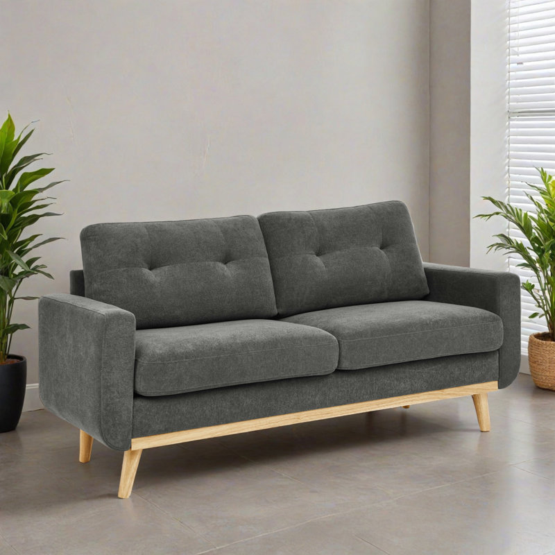 Canapé capitonné 67,72 po Mid-Century, Gris