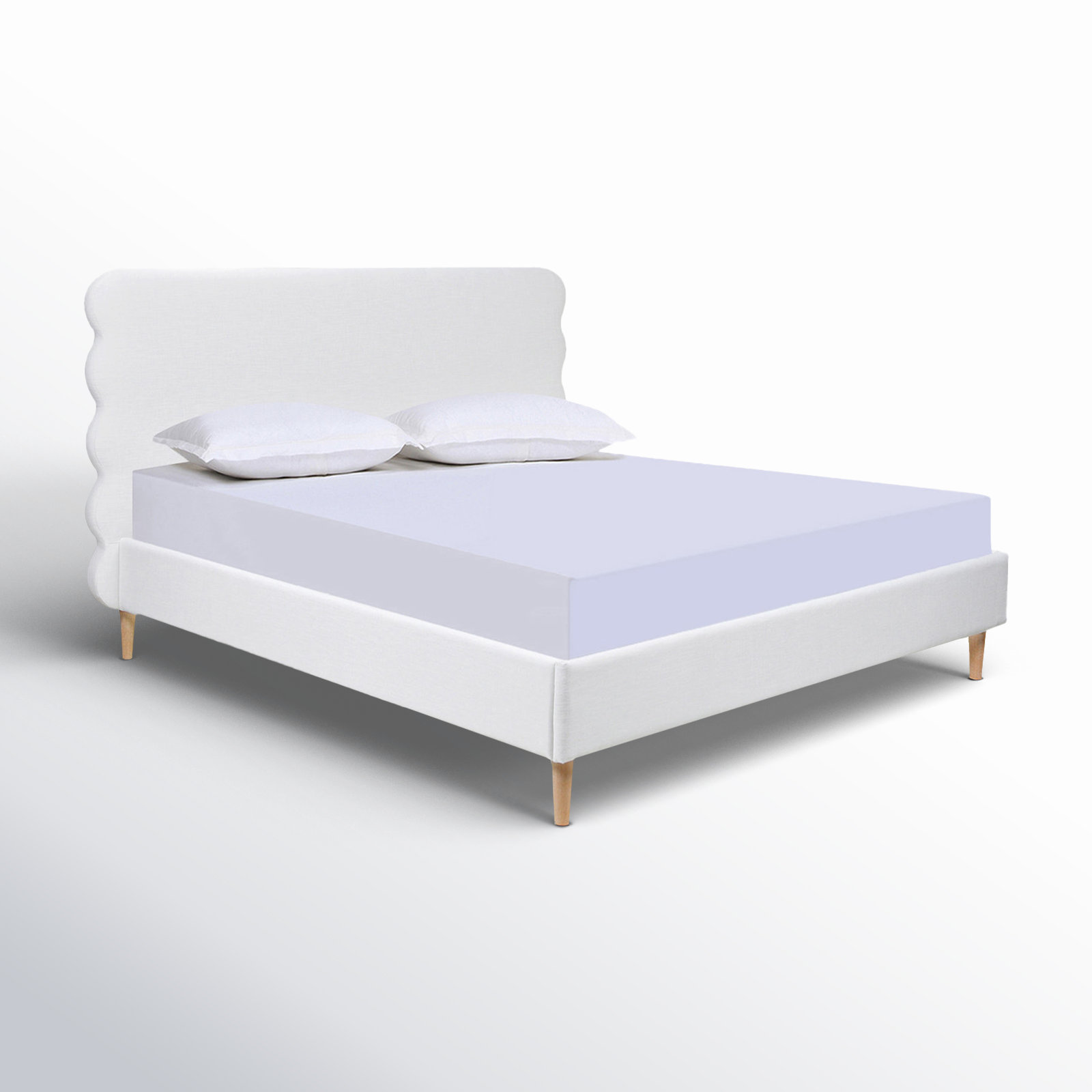 Henley Upholstered Scalloped Bed, Antique White, King