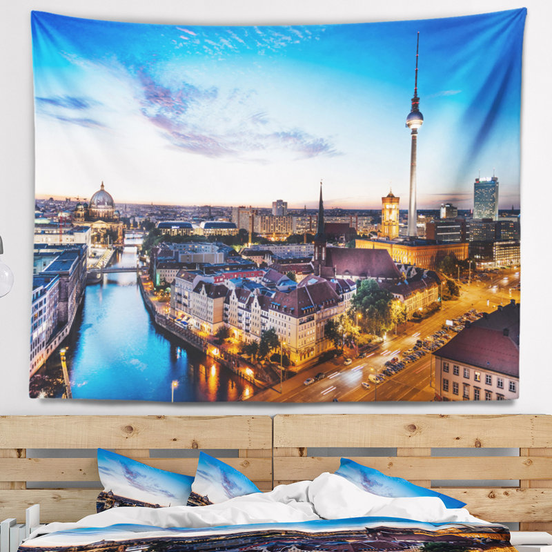 Paysage urbain photo berlin panorama tapisserie panorama, H 68 po x l 80 po
