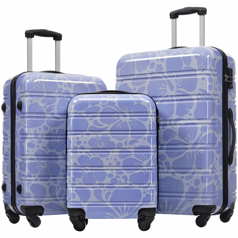 Valise à roulettes 3 pièces Hardshell avec valise TSA, Bleu