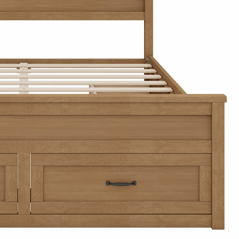Structure de lit en bois avec 6 tiroirs et support en lattes de bois