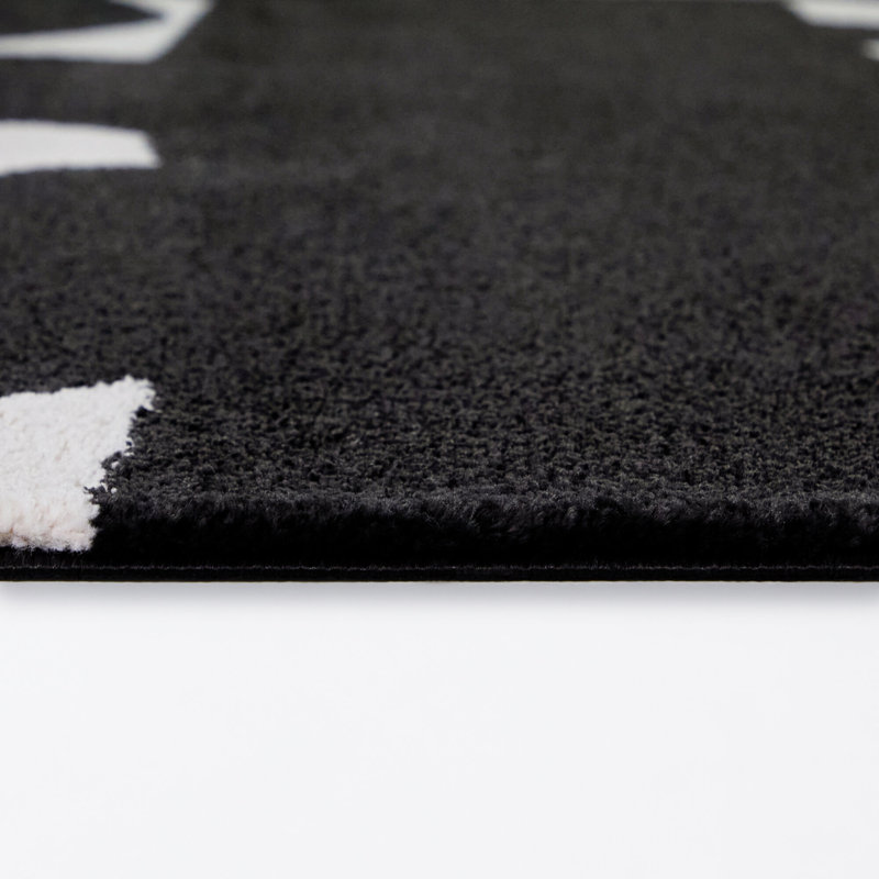 Sergio Cream/Black Abstract Geometric Area Rug, 7'10" x 10'